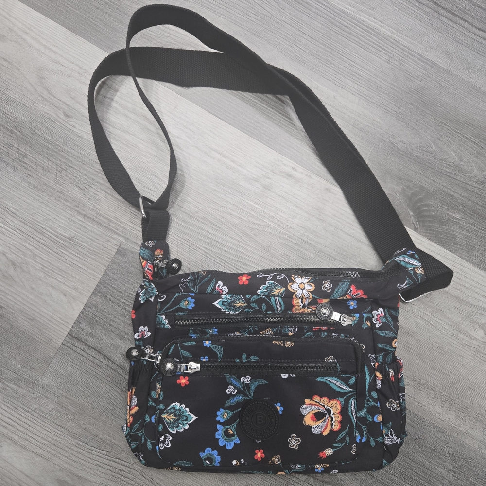 Floral Crossbody Bag - Black Floral Print